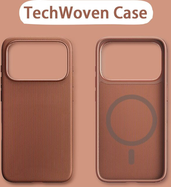 Jinitaimeik Tech Woven Magnetische Hülle für iPhone 13 14 15 16 17 Pro Max Air mit MagSafe Wireless Charging Unterstützung in Grün und Braun - Bild 1
