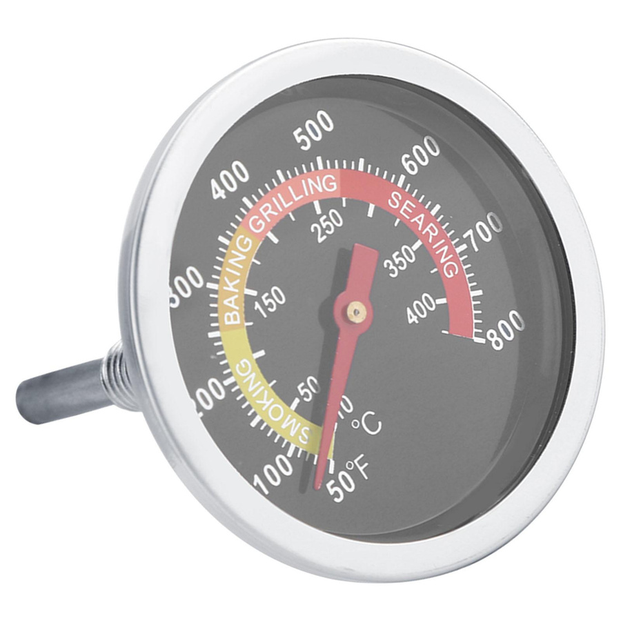 mfySpace Analoges BBQ Thermometer aus Edelstahl mit gehärtetem Glas in Silber für Barbecue und Kochen (50-800 Fahrenheit) - Bild 2