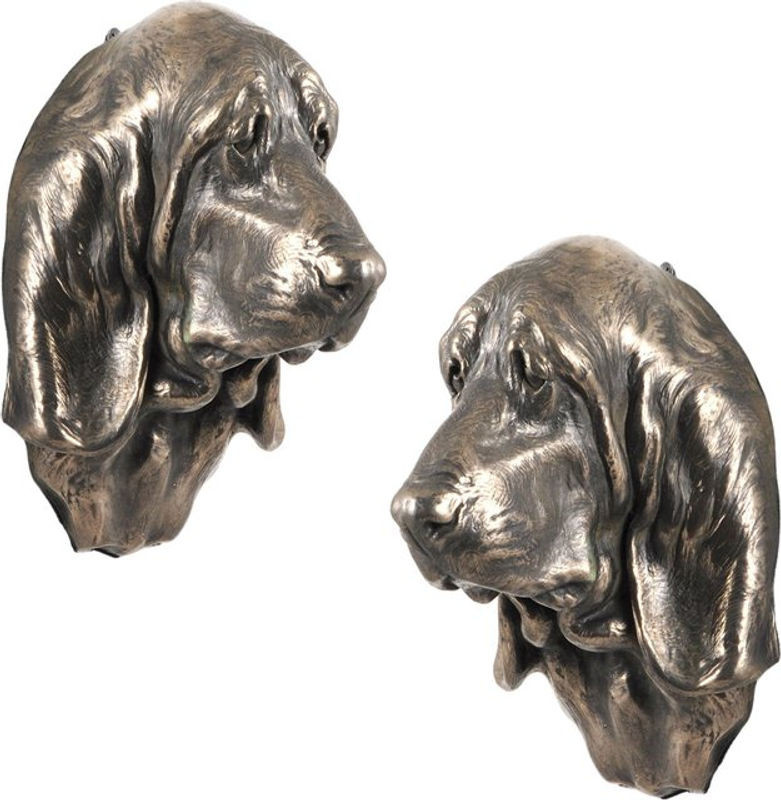 Art-Dog Basset Hound Hundestatue als hängende Büste in Braun aus Kunstharz und Metall - Bild 1