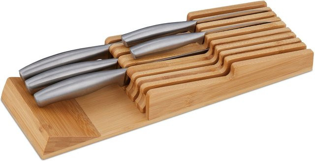 Magnetischer Messerhalter aus Bambus von Relaxdays in Braun, B/T/H: 40 x 13 x 5,5 cm - Bild 1