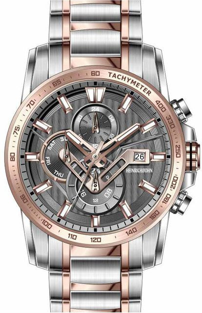HEINRICHSSOHN Herrenuhr, Quarz, Edelstahl, Grau, 50 mm, 10 ATM - Bild 1