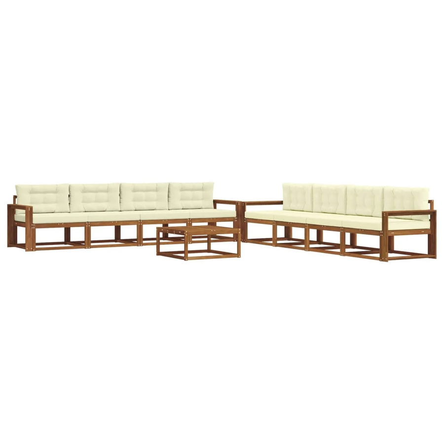 vidaXL Outdoor-Sofagarnitur L-Form aus Akazienholz mit 9-teiligem Set in Braun und Beige - Bild 2