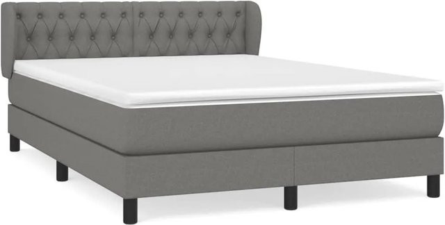 vidaXL Boxspringbett Hybrid mit Matratze und Taschenfederkern, Dunkelgrau, B/T/H: 140 x 200 cm - Bild 1