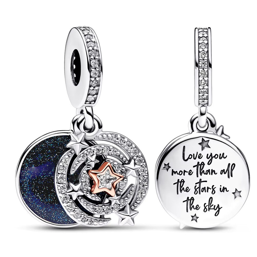 Disney Charm-Anhänger 925 Silber, Stern, Mond und Sonne, Damen - Bild 2