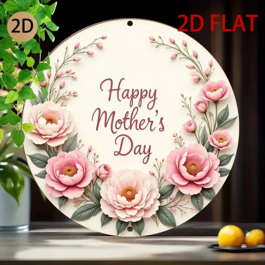 Runde Blumen-Plakette von CIFBUY mit pinkfarbenem Pfingstrosen-Design, metallene Wanddekoration mit 3D-Effekt, Durchmesser: 20 cm - Bild 5