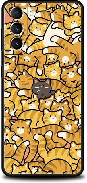 Handyhülle mit Katzen-Print für Samsung Galaxy S24 S23 S22 S21 S20 FE S10 S9 S8, weiche Silikon-Schutzhülle in Schwarz und Multicolour - Bild 1