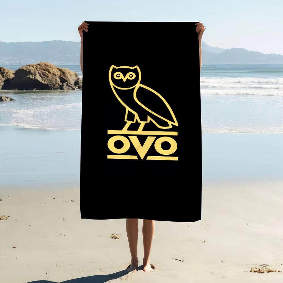 O-OVO Handtuch aus Mikrofaser mit Eulen-Grafik, schnell trocknend, Schwarz - Bild 2