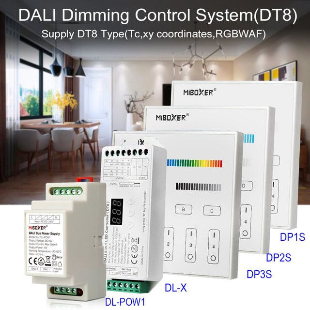 Miboxer DT8 DALI 5-in-1 Touch Panel LED Controller mit DALI Bus Netzteil für die DIN-Schiene - Bild 1