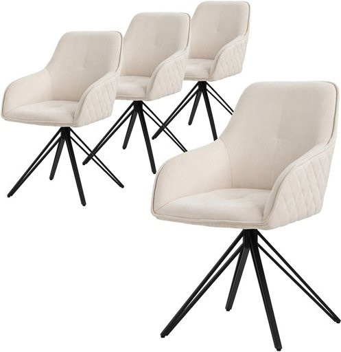 4er Set ML-Design Esszimmerstühle drehbar in Beige aus Textil mit Armlehnen - Bild 1