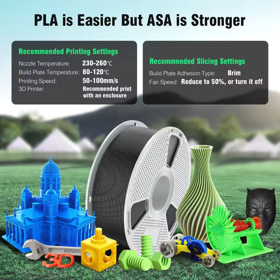 SUNLU ASA 3D-Druckfilament für FDM, 1,75 mm, 1 kg, Orange und Schwarz - Bild 2