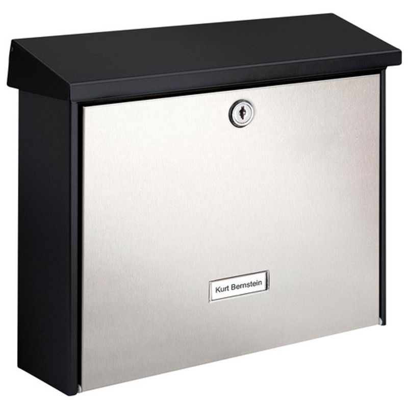Burg-Wächter Briefkasten London Wandmontage aus Edelstahl und Stahl in Schwarz und Silber, B/T/H: 37,7 x 32,0 x 11,5 cm - Bild 3