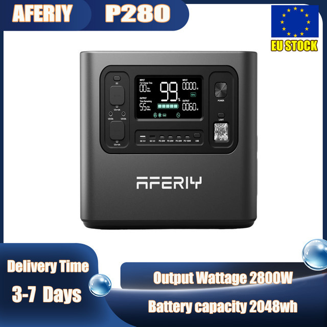 AFERIY P280 Tragbare Powerstation mit 2800W Solarladung, 2048Wh LiFePO4-Akku und App-Steuerung für Zuhause und Outdoor Camping - Bild 1