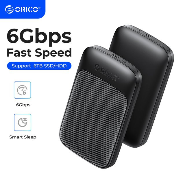 ORICO Externes 2,5 Zoll Festplattengehäuse USB-C zu SATA III für HDD und SSD, Schwarz - Bild 1