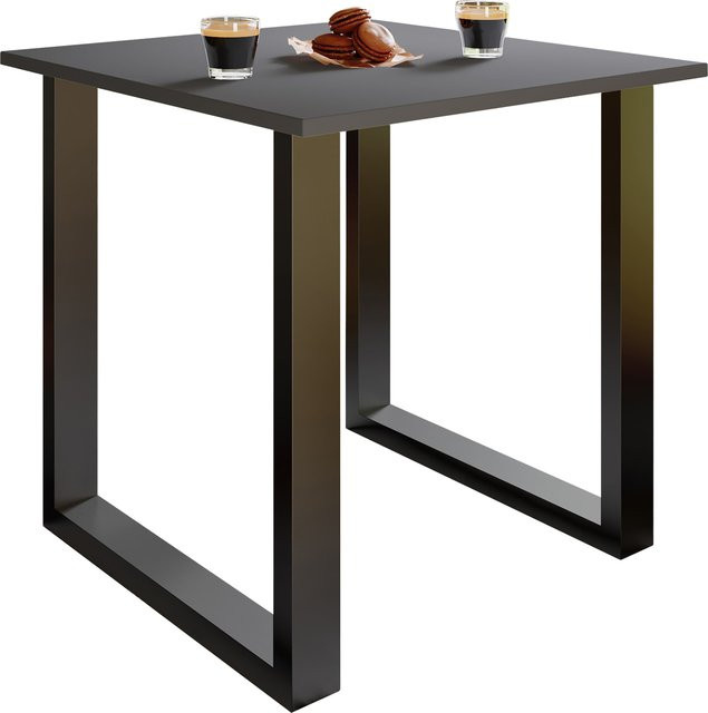 VCM Esstisch Xona U in Schwarz, moderner quadratischer Holztisch für Küche und Esszimmer, H x B x T: 76 x 80 x 50 cm - Bild 1