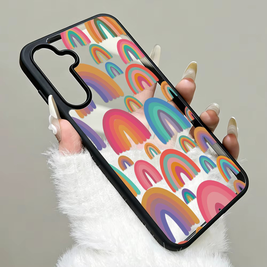 Silikon Handyhülle mit Trageband für Samsung Galaxy S26 Ultra, S25 FE, S24, S23 im Cartoon-Regenbogen-Design, Mehrfarbig - Bild 5