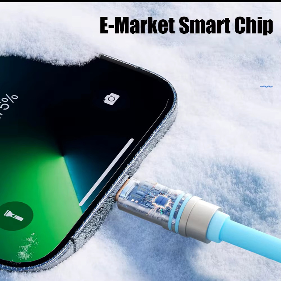 Hichain USB-C auf Lightning Ladekabel PD 27W aus weichem Silikon für iPhone, verfügbar in Schwarz und Blau - Bild 2