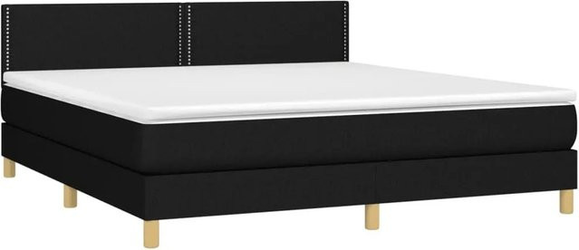 vidaXL Boxspringbett Hybrid mit Matratze Schwarz Stoff B: 180 cm, T: 200 cm, H: 203 cm - Bild 1