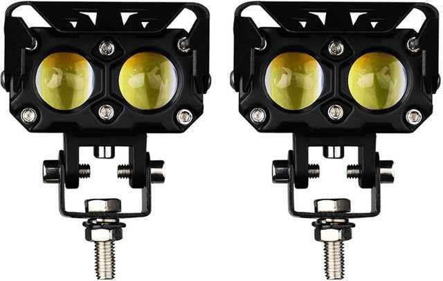 VehicleKit 2er-Set Motorrad LED Scheinwerfer mit Nebellicht, 90W, Dual-Farbe High/Low Beam, Schwarz - Bild 1