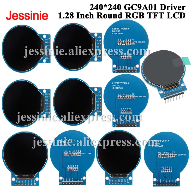 Jessinie Rundes TFT LCD Anzeigemodul 1,28 Zoll RGB 240x240 GC9A01 Treiber 7-Pin SPI Schnittstelle für Arduino in Multicolor und Blau - Bild 2