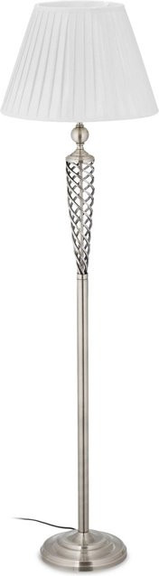 Relaxdays Stehlampe aus Eisen und Stoff in Weiß und Silber mit Fußschalter, Höhe: 157 cm, Breite: 42 cm - Bild 1