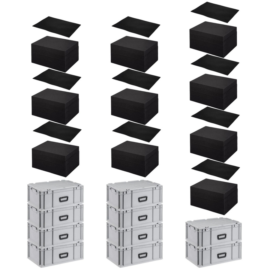 PROREGAL SparSet 10 x Eurobox NextGen Portable mit Rasterschaumstoff und Schaumstoffeinlage, Grau, H x B x T: 23,5 x 40 x 60 cm - Bild 2