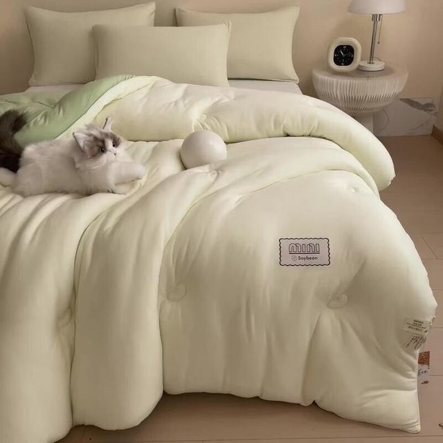 mling Ganzjahres-Steppdecke aus Baumwoll-Leinen-Mischung in Beige - Bild 1
