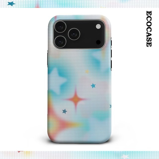 Pastell Starry Haze Blue Handyhülle für iPhone 17 16 15 14 13 12 11 Pro Max Plus mit doppelschichtiger Rückseite in Blau und Multicolour - Bild 1