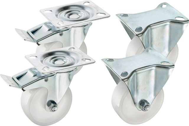 Parkside Transportrollen-Set 4-teilig aus verzinktem Metall mit Schraubbefestigung - Bild 1