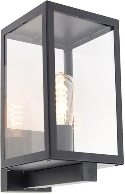 QAZQA Moderne Rechteckige Außenwandleuchte Rotterdam in Schwarz mit Glas, IP44, E27, B/H/T: 30,0 x 60,0 x 21,0 cm - Bild 1