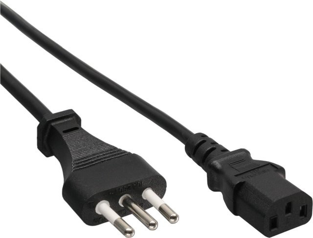 InLine 40er Bulk-Pack Netzkabel von Italien auf Kaltgerätestecker C13, 3-polig, schwarz, Länge: 1,8 m - Bild 1