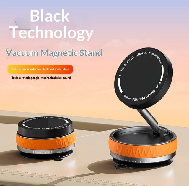 Multifunktionaler magnetischer Handy-Ständer für Fahrzeuge mit Vakuum-Saugnapf und faltbarem Design in Weiß - Bild 1