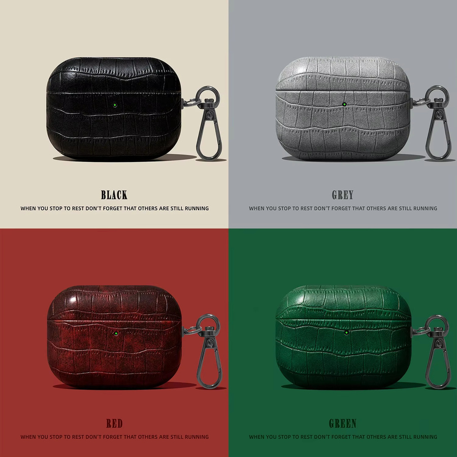 Apple Schutzhülle mit Krokodilleder-Textur und Metallschnalle für AirPods Pro 2, Pro 3, AirPods 4, 3, 2, 1 - Bild 2
