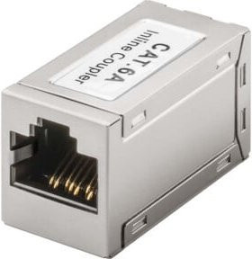 goobay RJ45 Modularkupplung Cat6a mit 2x RJ45-Buchse (8P8C) in Silber - Bild 1