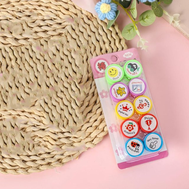 Rui Di 10er Set Selbsttinte-Stempel für Kinder und Erwachsene in Bunt, Motiv-Stempel mit Tier- und Naturmotiven für Scrapbooking, DIY und Dekoration - Bild 1