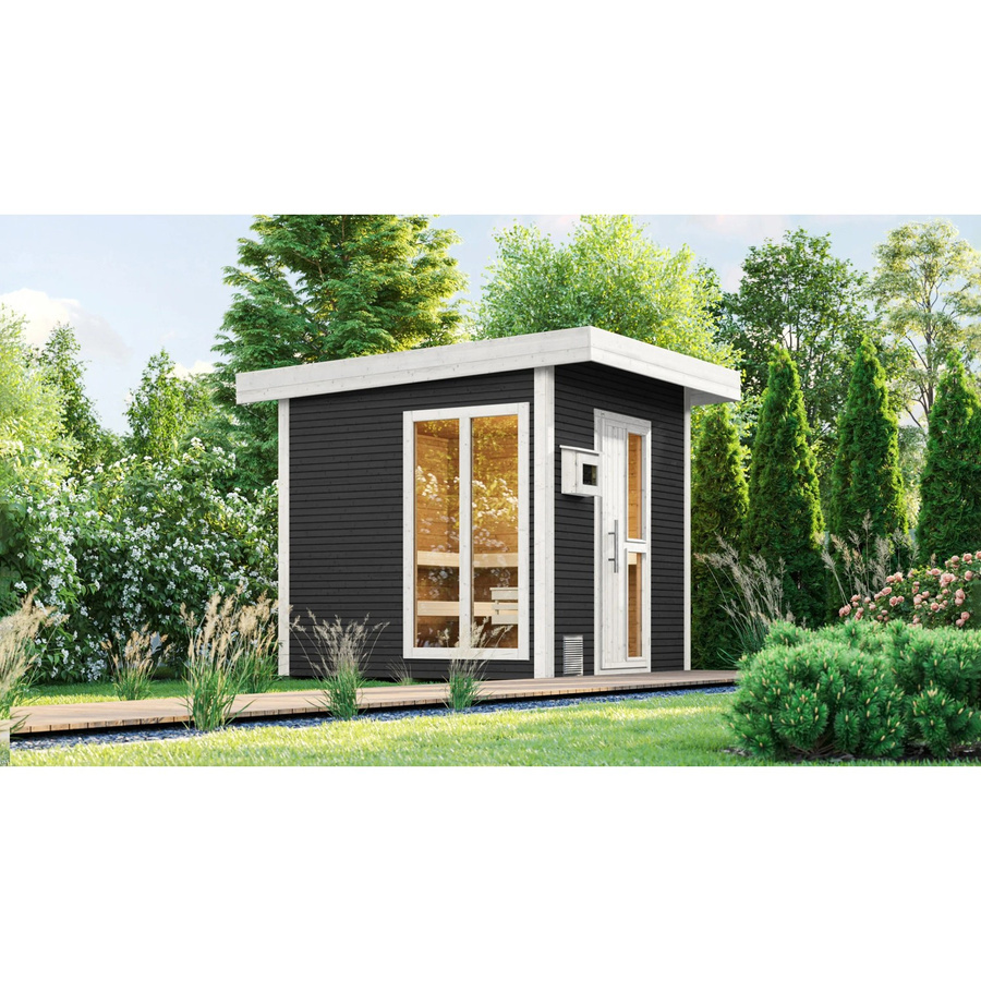 WEKA Design-Saunahaus Kuopio 2 aus Blockbohlen in Anthrazit/Schwarz, B/H/T: 263 x 253 x 298 cm - Bild 2