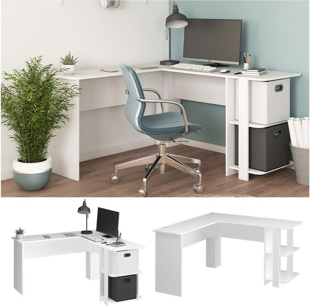 Vicco Eckschreibtisch Nikita Bürotisch in Weiß mit Melaminharzbeschichtung B/T: 140 x 140 cm - Bild 1