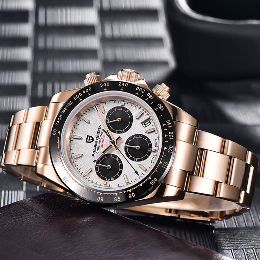 Pagani Design Chronograph, Quarz, Edelstahl, 40 mm, Schwarz, Herren - Bild 5