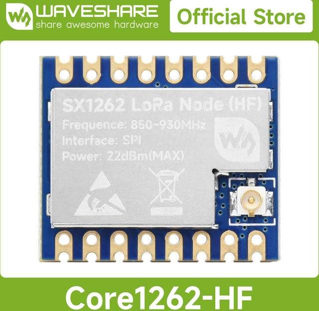 Waveshare Core1262 LF/HF LoRa-Modul mit SX1262-Chip in Blau für Raspberry Pi 5/4B/3B - Bild 1