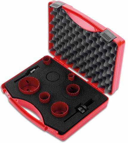Cimco Lochsägen-Set 6-teilig aus HSS in Rot, Sortiment M20-M63, Artikelnummer 207573 - Bild 1