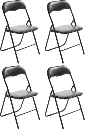4er Set CLP Klappstühle Felix gepolstert in Schwarz mit Metallgestell und Kunstlederbezug