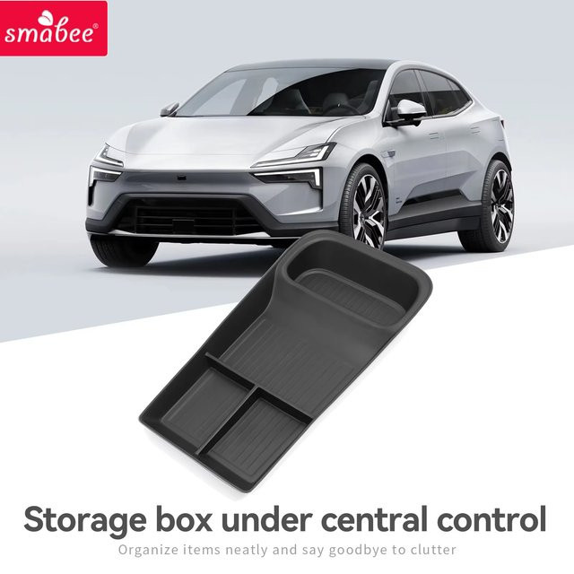 Smabee Mittelkonsole Aufbewahrungsbox für Polestar 4 2023 2024 Organizer Untere Schicht in Schwarz - Bild 1