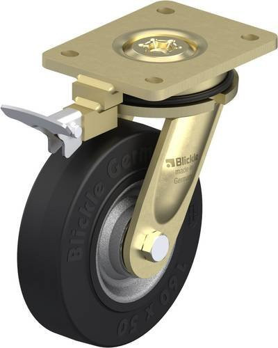 Blickle Lenkrolle LS-SE 160K-RI4 mit Feststeller in Anthrazit und Schwarz, Rad-Durchmesser: 160 mm, Tragfähigkeit: 450 kg - Bild 1