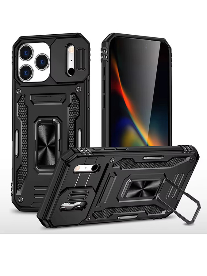 Stoßfeste Rüstungshülle von CYYWN mit Kameraobjektivschutz für iPhone 17 Pro Max, iPhone 17 Pro und iP Air in Schwarz - Bild 3