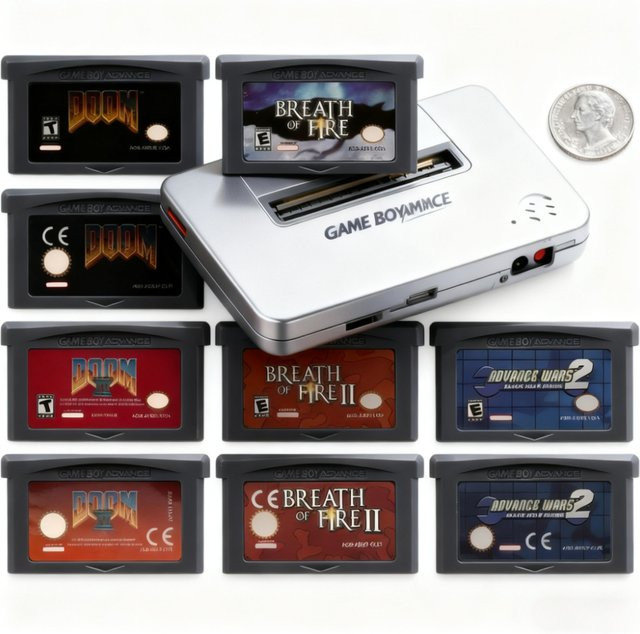 GBA Game Cartridge Bandai für Game Boy Advance mit Advance Wars, Breath of Fire und DOOM-Serie als Strategie- und Action-Spiele - Bild 1