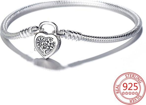 Wucifang Jewelry Armband 925 Sterling Silber, Unendlich Geknotetes Herz, Damen, 21cm - Bild 1