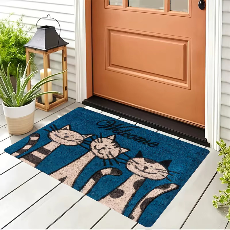 VIKAMA Gestreifter Katzenteppich in Blau, wetterfester Outdoor-Teppich und weiche Bodenmatte für Wohnzimmer, Schlafzimmer oder Garten, B/T: 60 x 40 cm - Bild 3