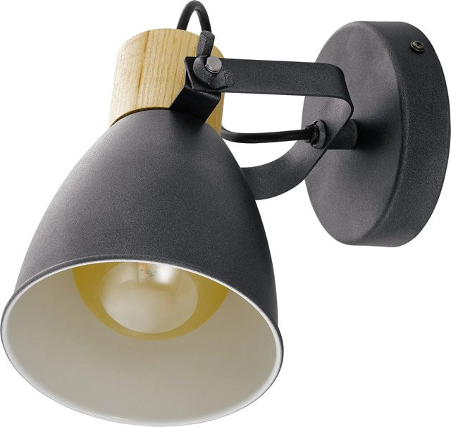 Eglo Wandspot Coswarth in Anthrazit mit Holzdetails und E27 Fassung - Bild 1