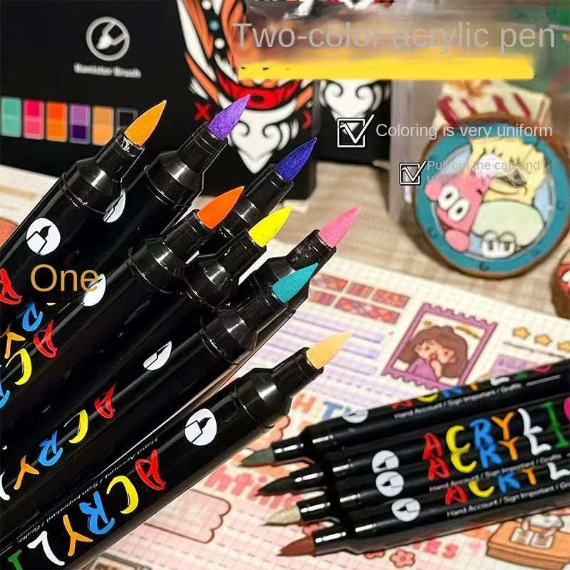 Professionelle Acryl-Marker Set mit 48 Farben und Doppelspitze aus Fein- und Pinselspitze für Kunst, Stein, Holz und Kalligraphie - Bild 2