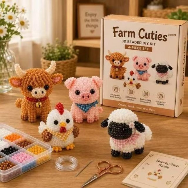 LuckyDay3 Kleines 3D Perlen Tier DIY Set, Perlenstickerei Set, Tiere - Bild 1