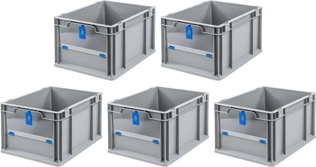 PROREGAL SparSet 5x Eurobox NextGen Insight Cover Eurobehälter Transportbox Blau H x B x T: 22 x 30 x 40 cm, 20 Liter - Bild 1